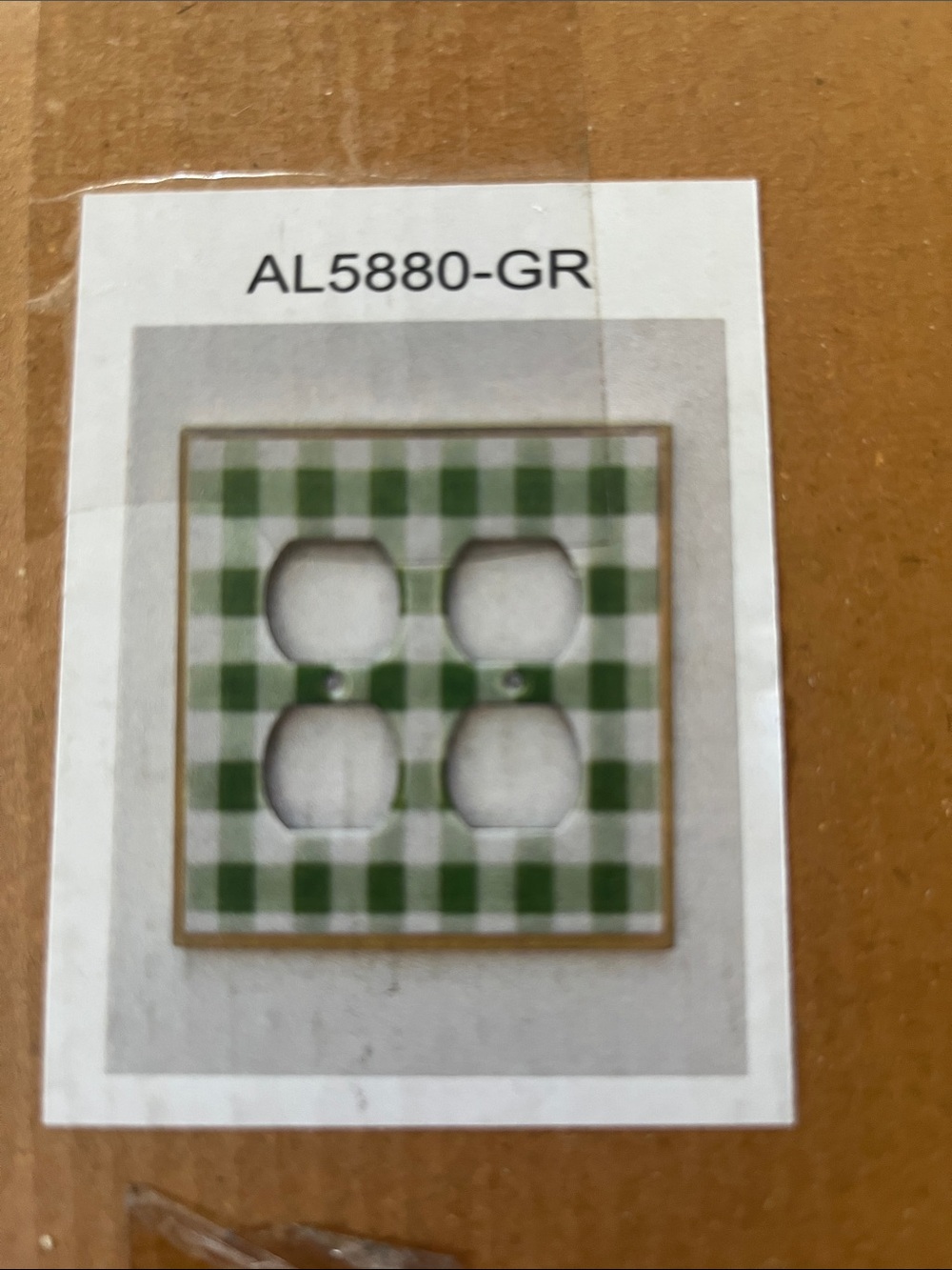 Green Gingham 4-Outlet Switch Plate Cover From Anthropologie